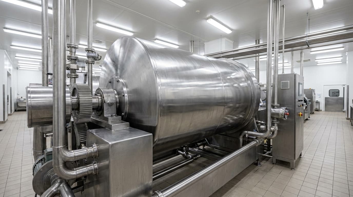 エクアドルのチョコレート工場にあるステンレス製コンチェ